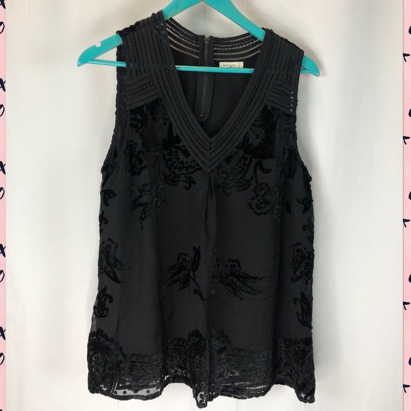 Anthropologie Meadow Rue Black Lace Tank Sz Large - Picture 2 of 6